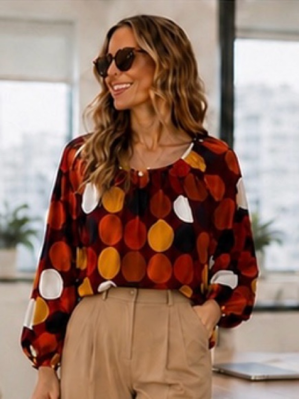 Kate Spade New York Dot Party Poplin Top Multicolor Polka Dot Blouse Size Small